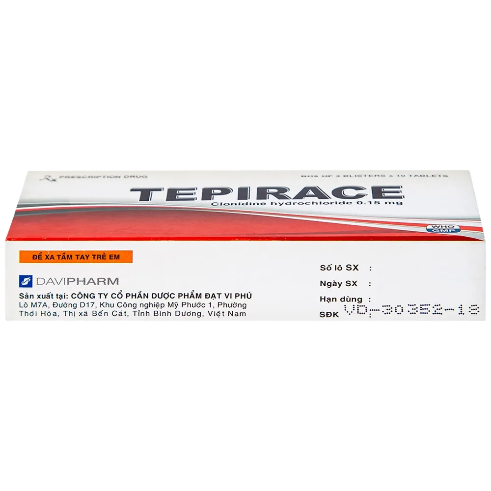 Hình ảnh Thuốc Tepirace Davipharm điều trị tăng huyết áp (3 vỉ x 10 viên)
