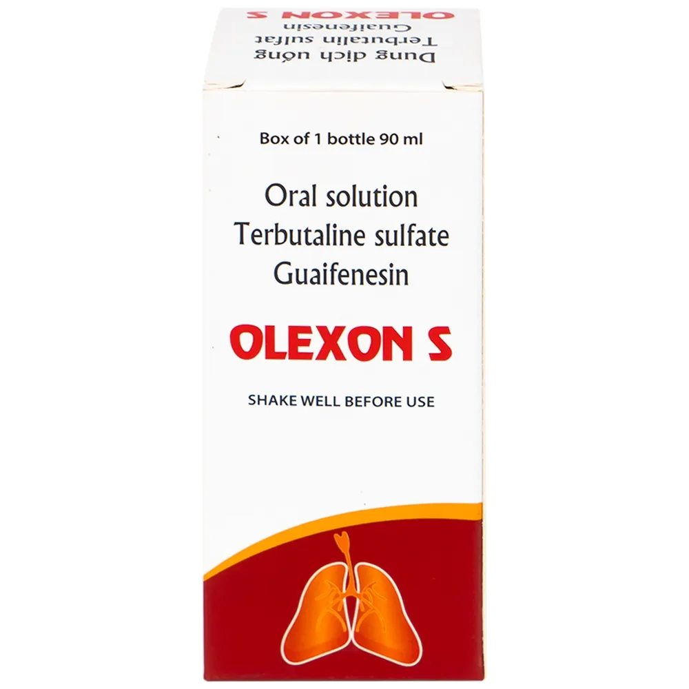 Hình ảnh Dung dịch uống Terbutalin sulfat Guaifenesin OLEXON S Hà Nam điều trị ho có đờm, ho do hen phế quản (90ml)