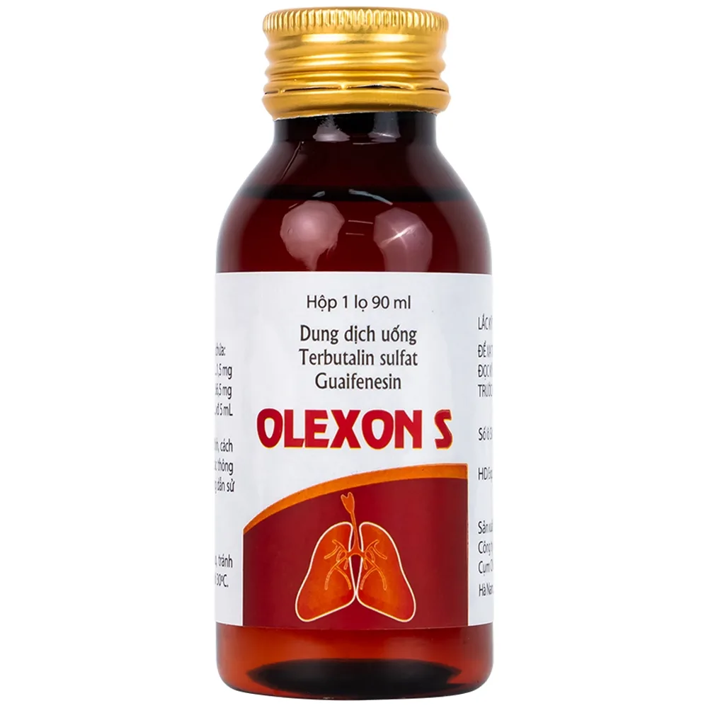 Hình ảnh Dung dịch uống Terbutalin sulfat Guaifenesin OLEXON S Hà Nam điều trị ho có đờm, ho do hen phế quản (90ml)