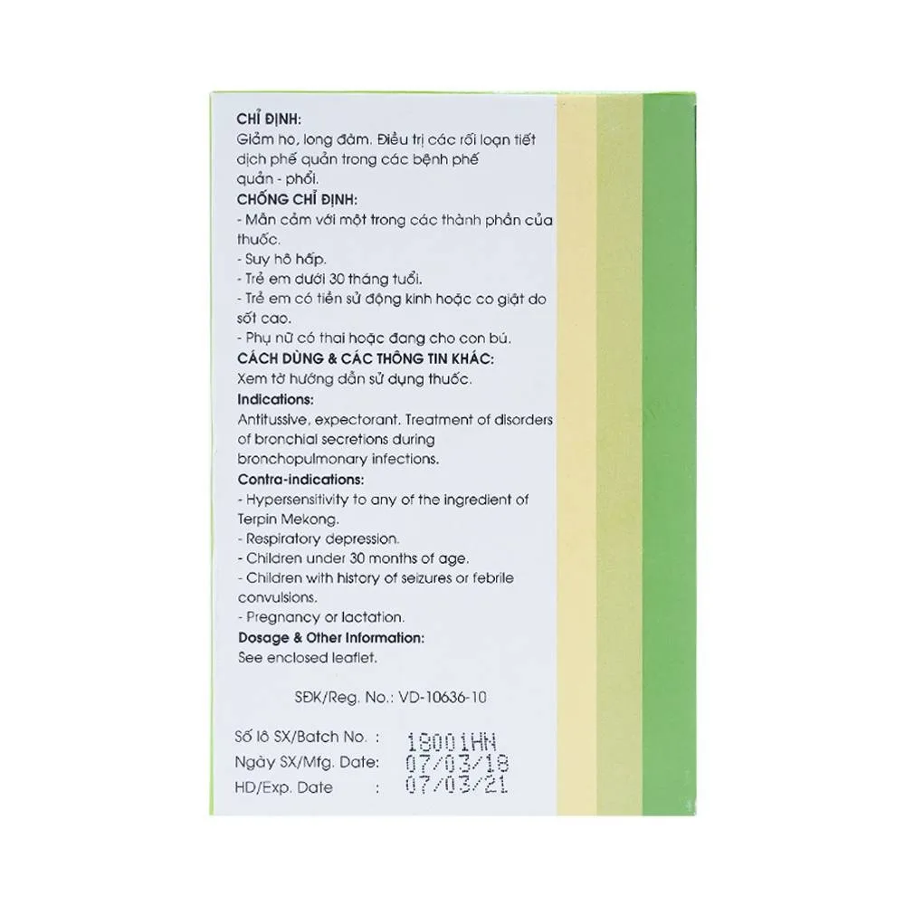 Hình ảnh Thuốc Terpin Mekong Mekophar giảm ho, long đàm (2 vỉ x 25 viên)