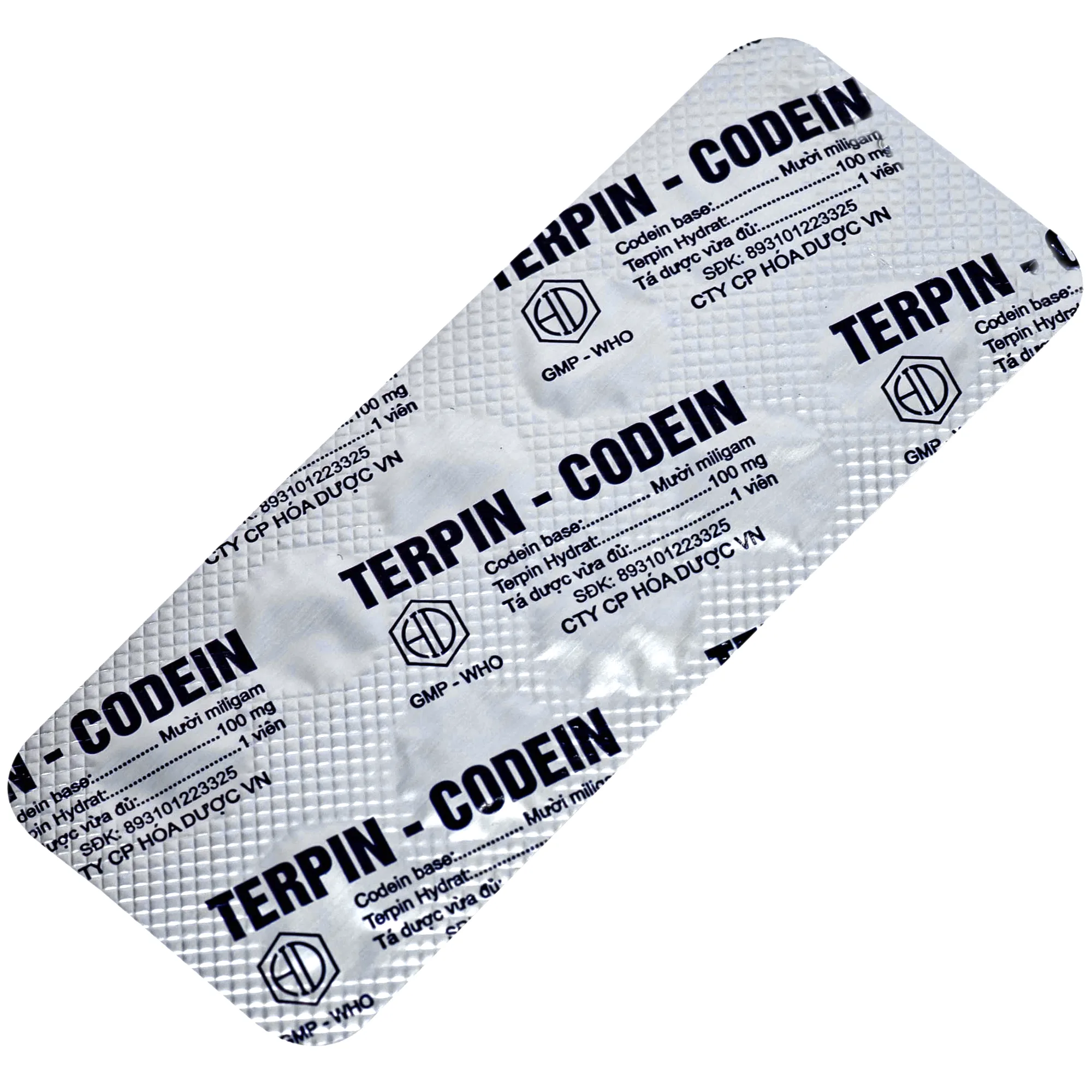 Hình ảnh Thuốc Terpin-codein Hóa Dược điều trị giảm ho, long đờm hiệu quả (6 vỉ x 10 viên)