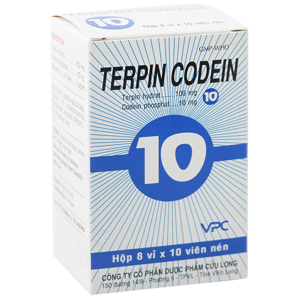 Hình ảnh Thuốc Terpin Codein Vpc điều trị triệu chứng ho khan hoặc kích ứng (8 vỉ x 10 viên)