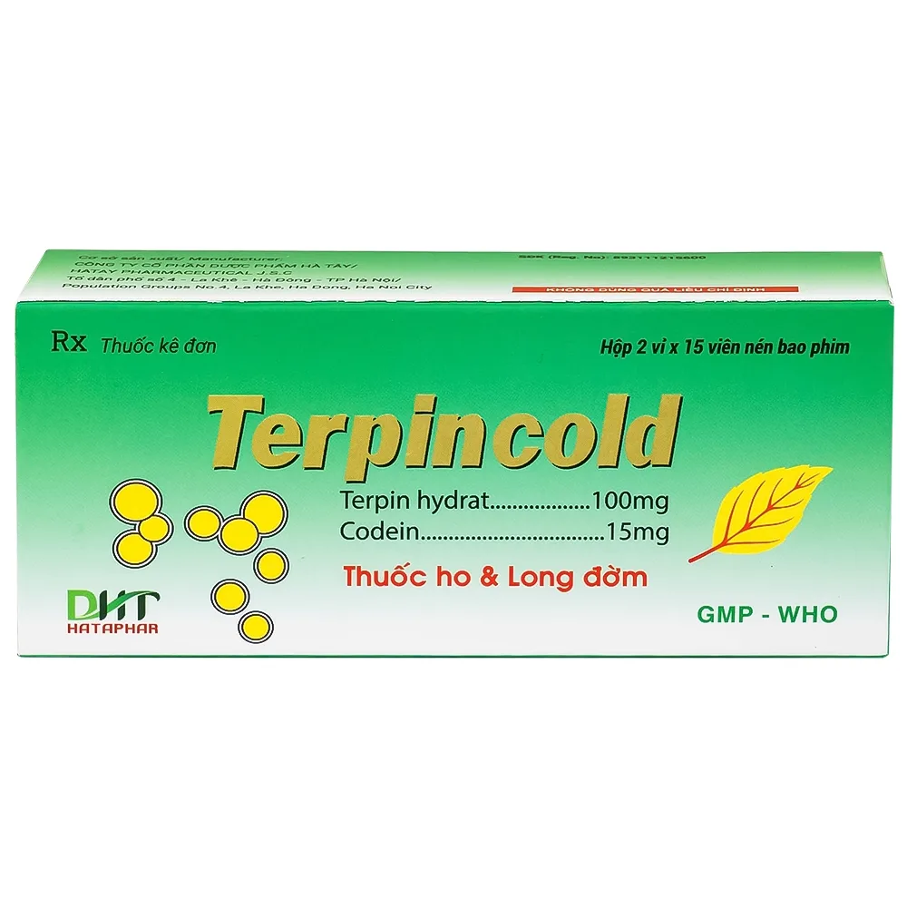 Hình ảnh Thuốc Terpincold Hataphar giúp giảm triệu chứng ho, long đờm (2 vỉ x 15 viên)