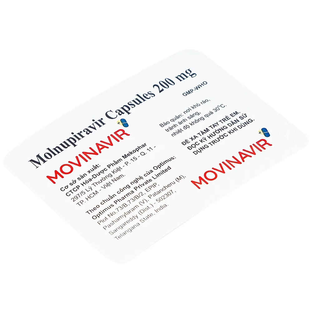 Hình ảnh Thuốc Movinavir 200mg Mekophar điều trị Covid-19 mức độ nhẹ đến trung bình (10 vỉ x 10 viên)