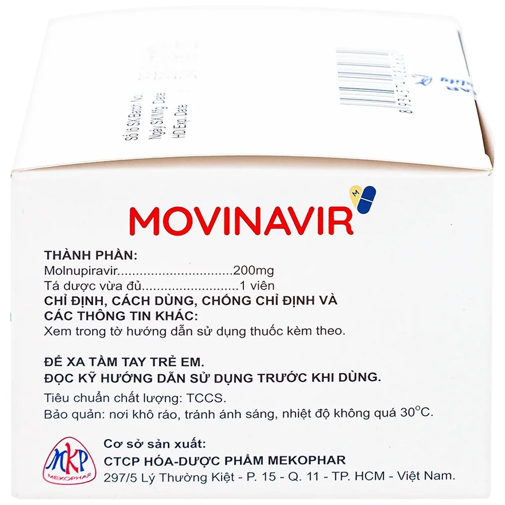 Hình ảnh Thuốc Movinavir 200mg Mekophar điều trị Covid-19 mức độ nhẹ đến trung bình (10 vỉ x 10 viên)