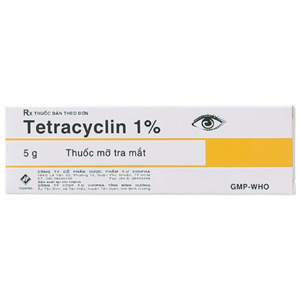 Hình ảnh Thuốc mỡ tra mắt Tetracyclin 1% Vidipha điều trị nhiễm khuẩn mắt (5g)