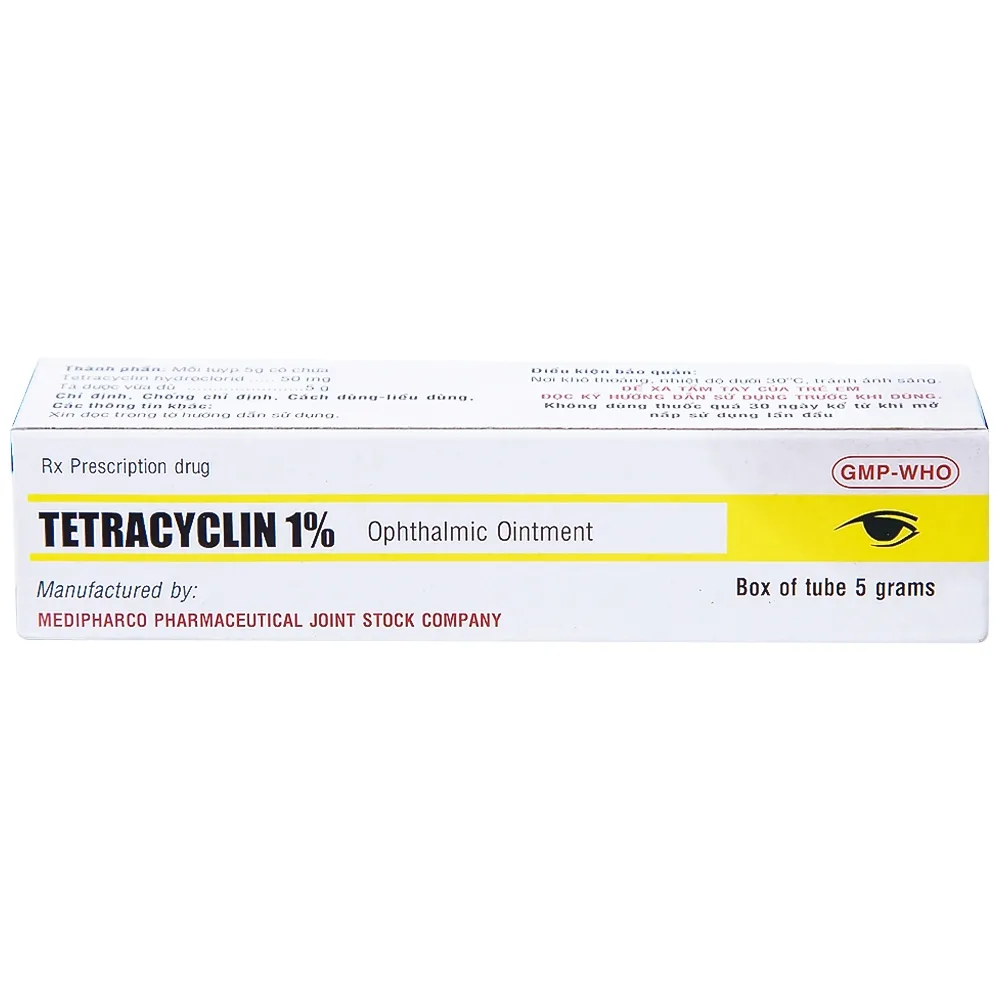 Hình ảnh Thuốc mỡ tra mắt Tetracyclin 1% Medipharco điều trị đau mắt hột (5g)