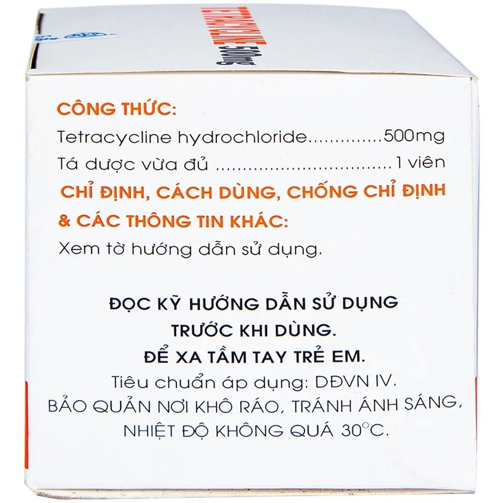 Hình ảnh Thuốc Tetracycline 500mg Mekophar điều trị nhiễm khuẩn đường hô hấp, đường sinh dục (10 vỉ x 10 viên)