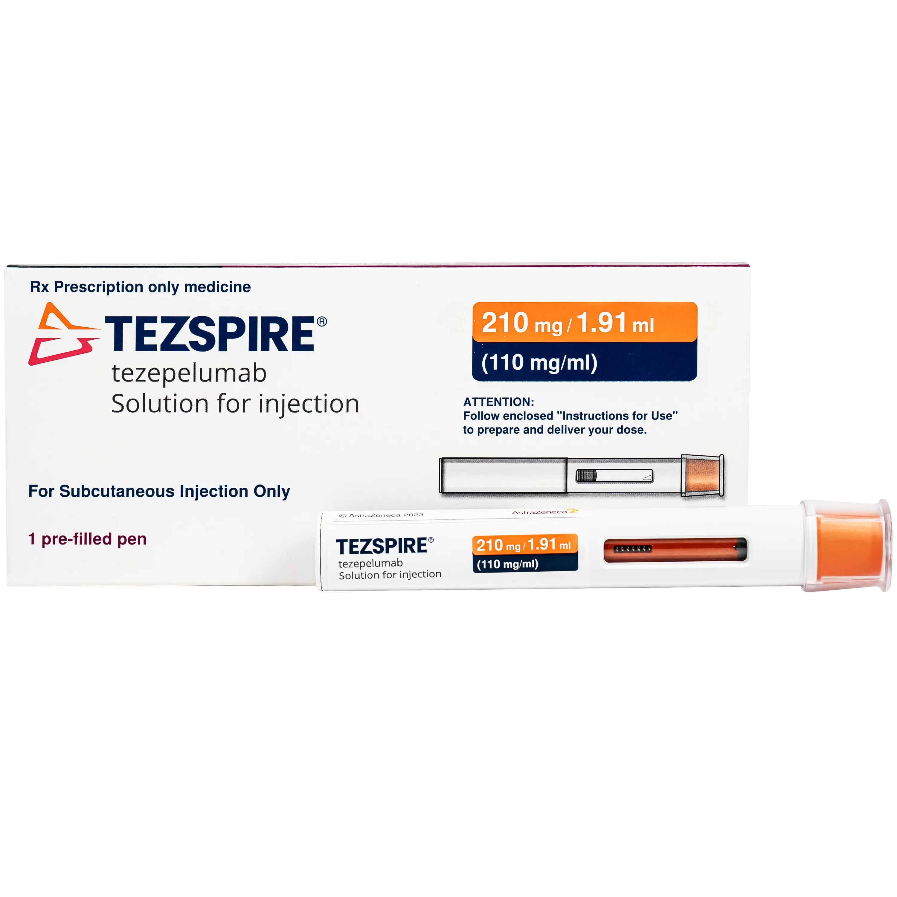 Hình ảnh Dung dịch bút tiêm Tezspire 210mg Astrazeneca được chỉ định điều trị duy trì cho người lớn và trẻ vị thành niên từ 12 tuổi trở lên bị hen nặng (1.91ml)