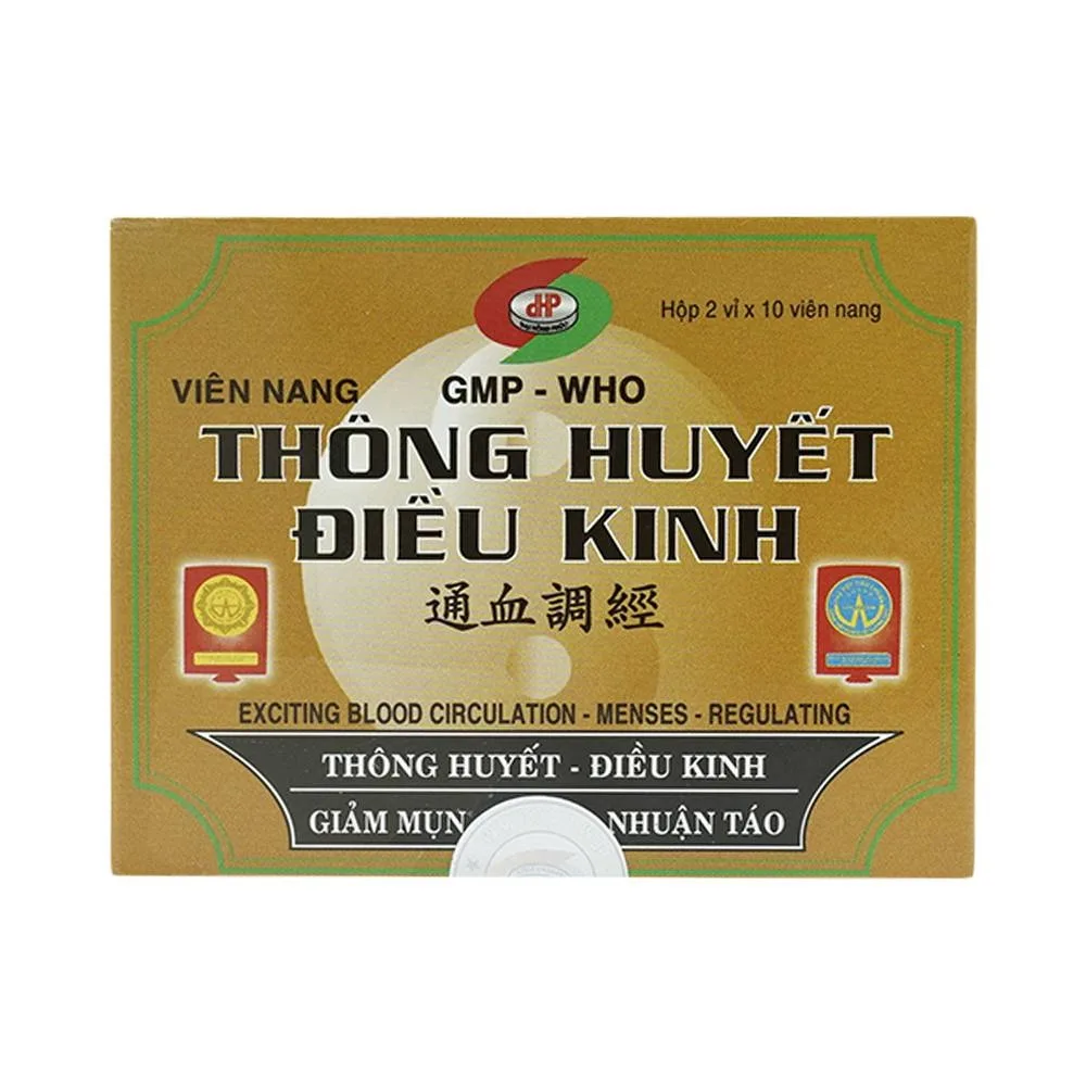 Hình ảnh Thuốc Thông Huyết Điều Kinh Hồng Phúc điều trị kinh nguyệt không đều, giảm mụn, nhuận táo (2 vỉ x 10 viên)