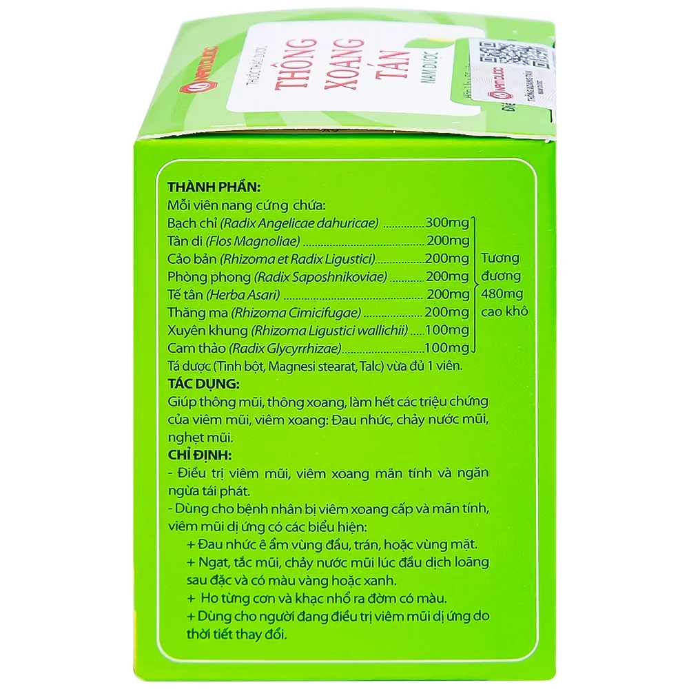 Hình ảnh Thuốc Thông Xoang Tán Nam Dược điều trị viêm xoang mãn tính (50 viên)