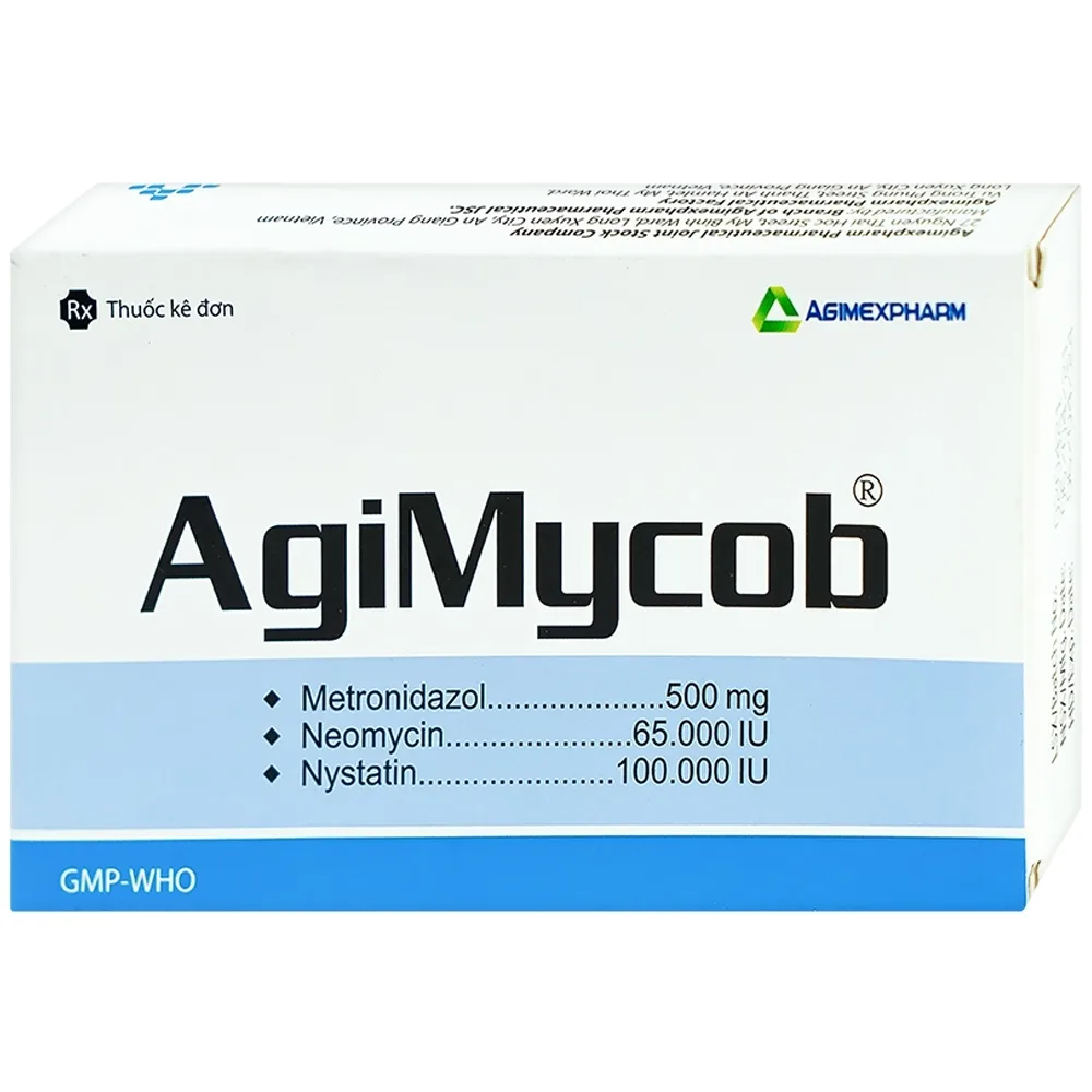Hình ảnh Viên đặt phụ khoa Agimycob Agimexpharm điều trị viêm âm đạo (1 vỉ x 10 viên)