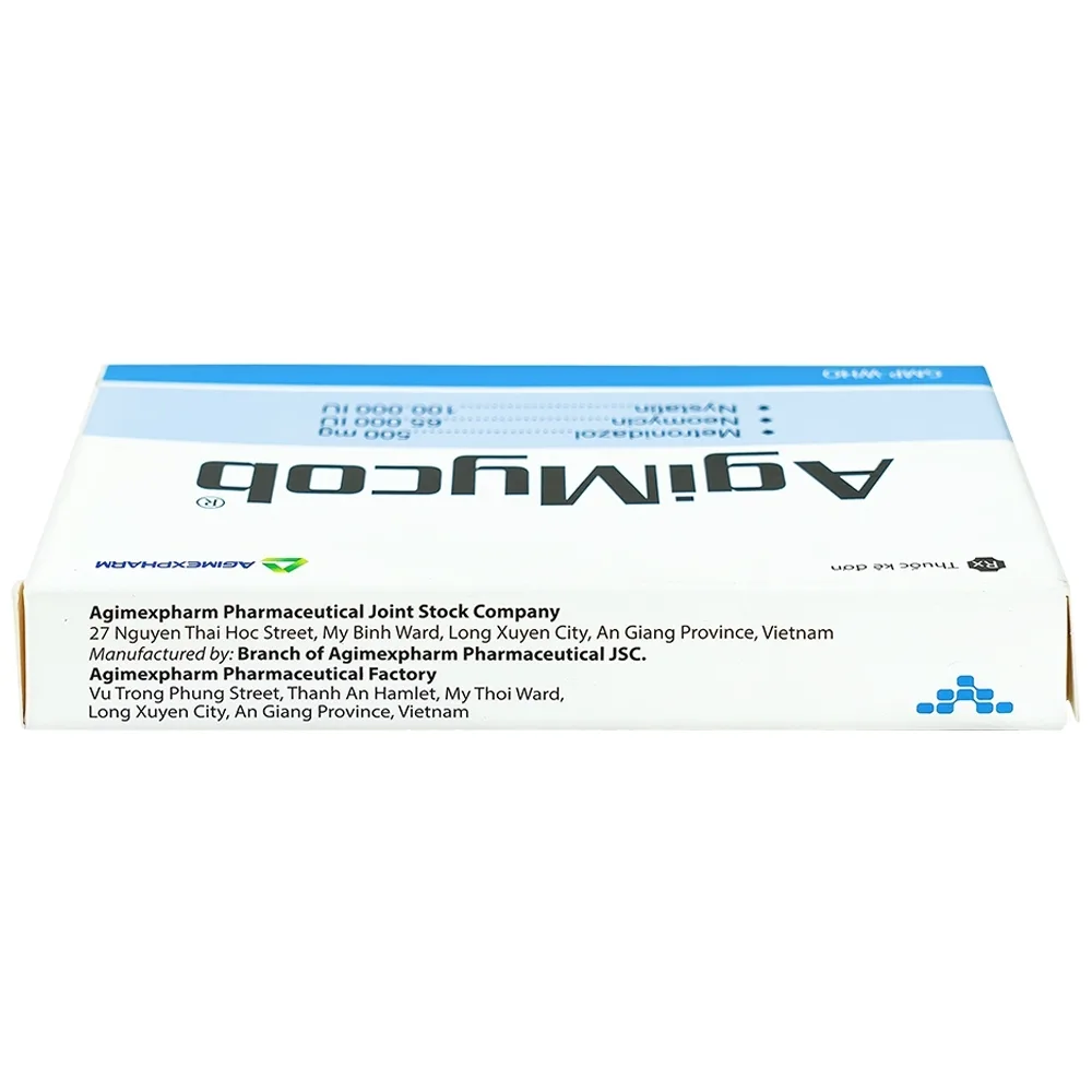 Hình ảnh Viên đặt phụ khoa Agimycob Agimexpharm điều trị viêm âm đạo (1 vỉ x 10 viên)