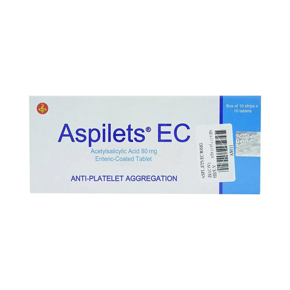 Hình ảnh Thuốc Aspilets EC 80mg phòng ngừa nhồi máu cơ tim, đột quỵ (10 vỉ x 10 viên)