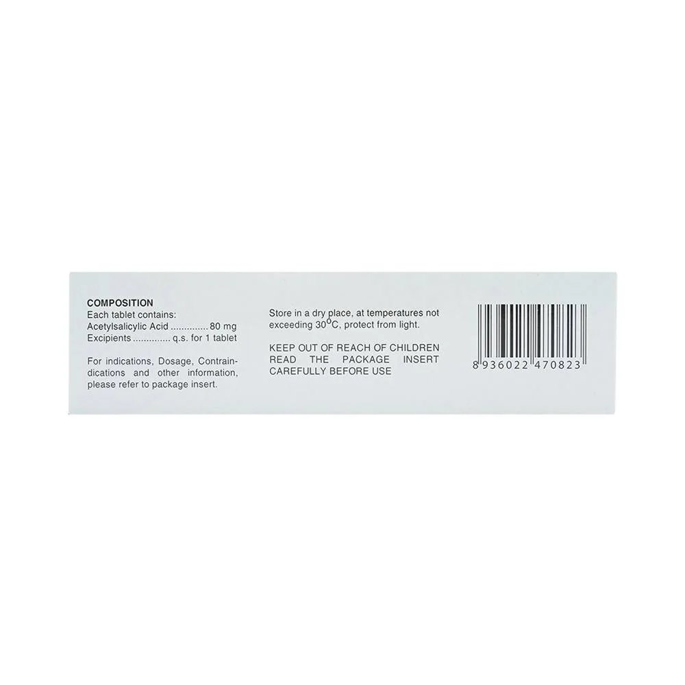Hình ảnh Thuốc Aspilets EC 80mg phòng ngừa nhồi máu cơ tim, đột quỵ (10 vỉ x 10 viên)