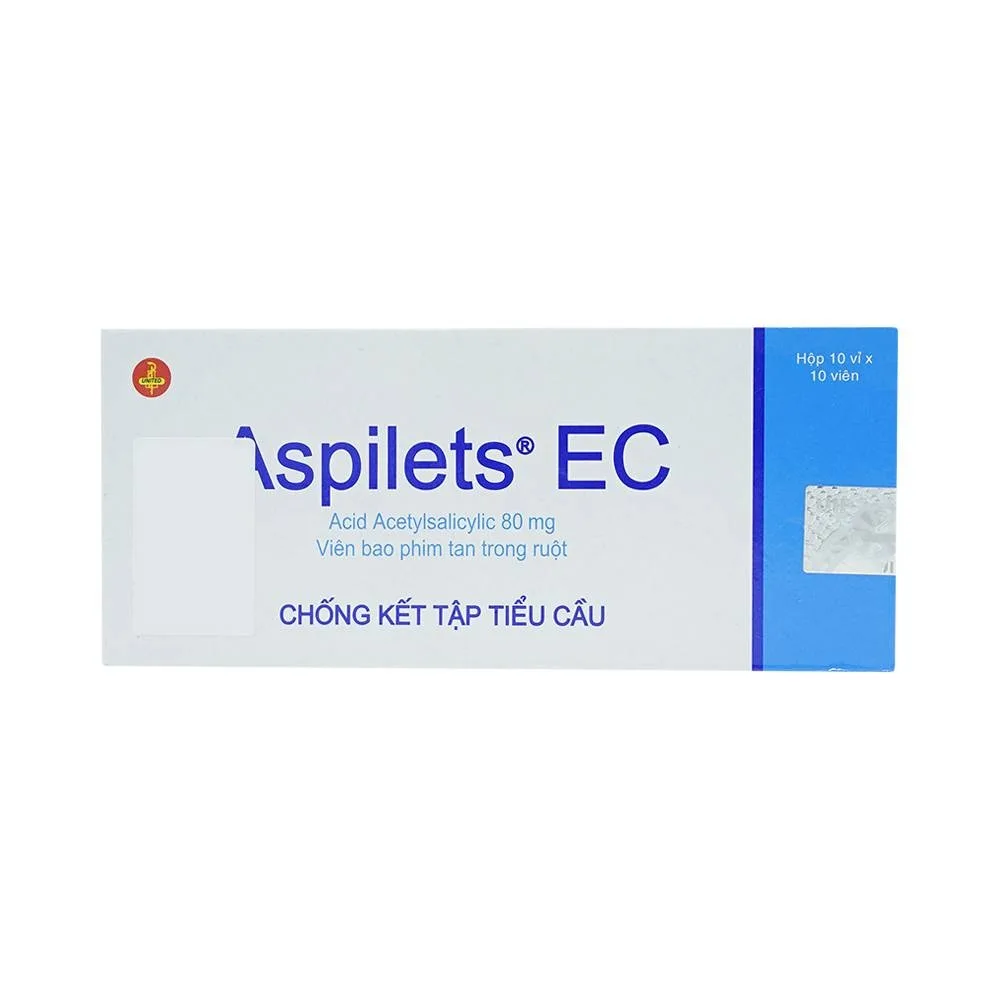 Hình ảnh Thuốc Aspilets EC 80mg phòng ngừa nhồi máu cơ tim, đột quỵ (10 vỉ x 10 viên)
