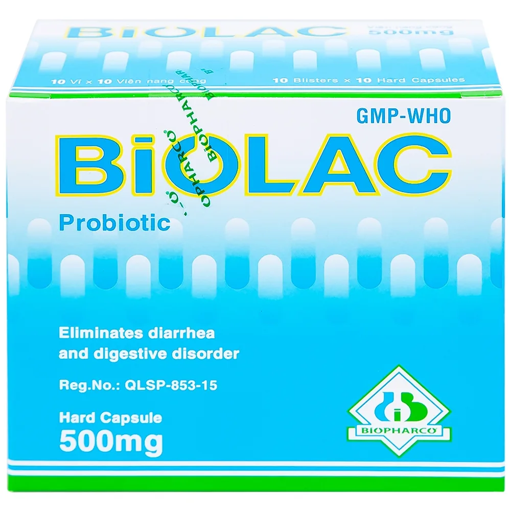 Hình ảnh Men vi sinh sống Biolac Biopharco điều trị tiêu chảy, rối loạn tiêu hóa (10 vỉ x 10 viên)