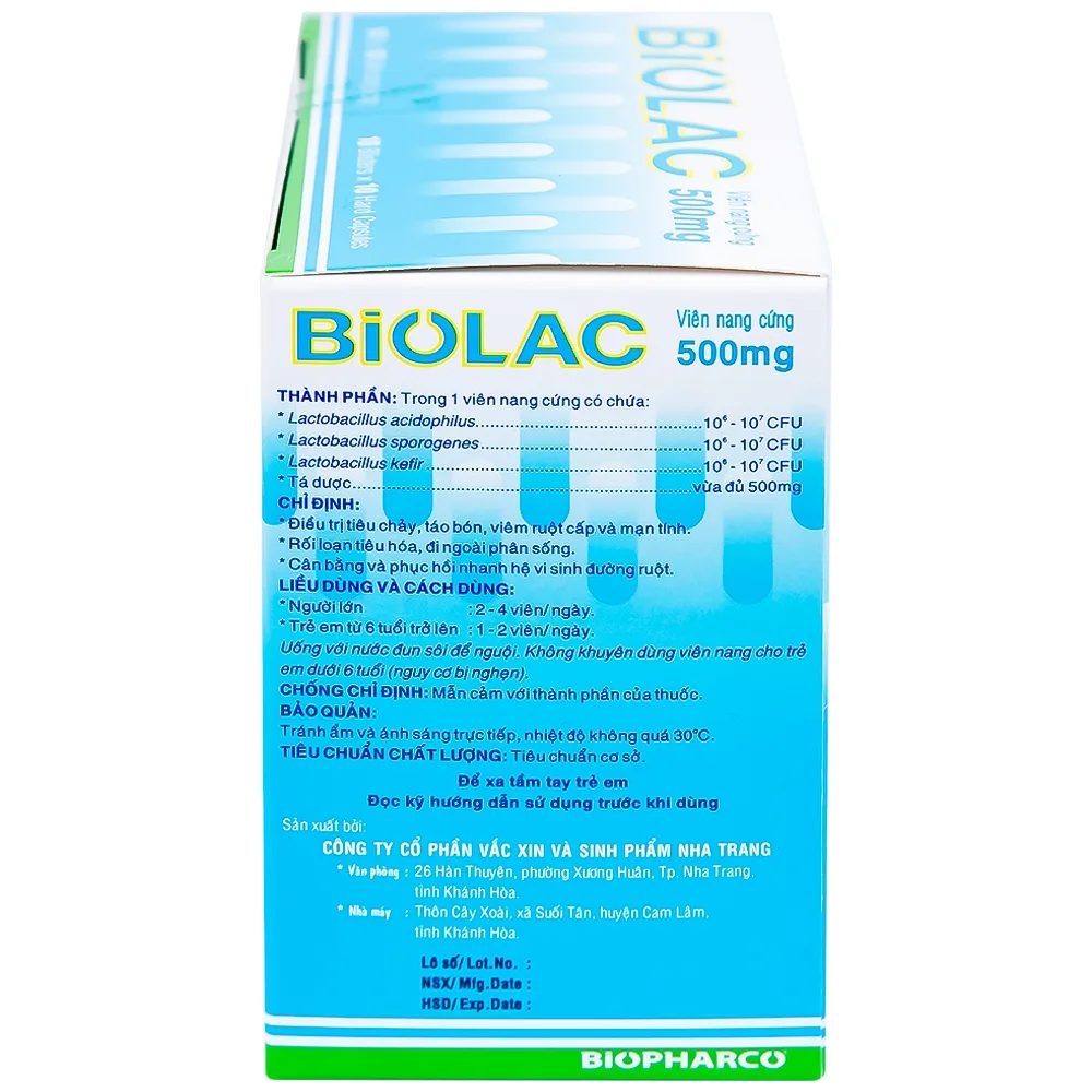 Hình ảnh Men vi sinh sống Biolac Biopharco điều trị tiêu chảy, rối loạn tiêu hóa (10 vỉ x 10 viên)