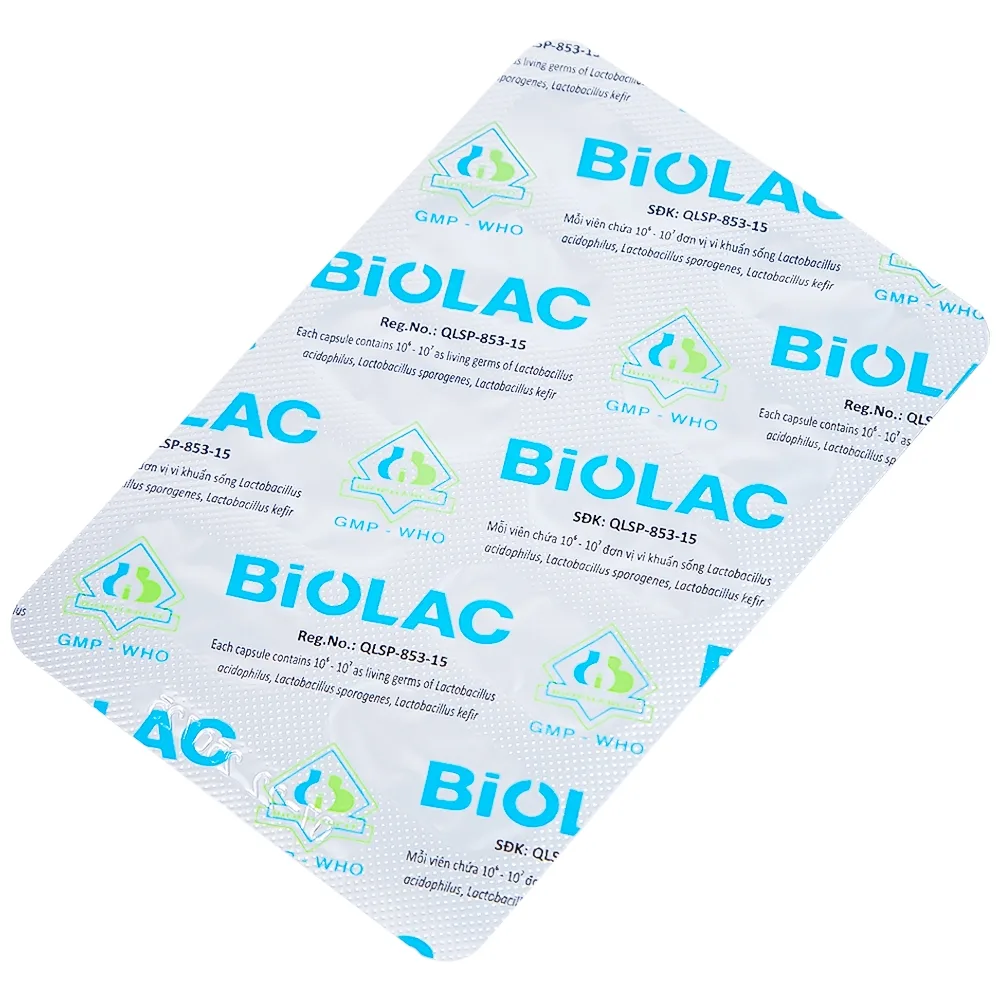 Hình ảnh Men vi sinh sống Biolac Biopharco điều trị tiêu chảy, rối loạn tiêu hóa (10 vỉ x 10 viên)