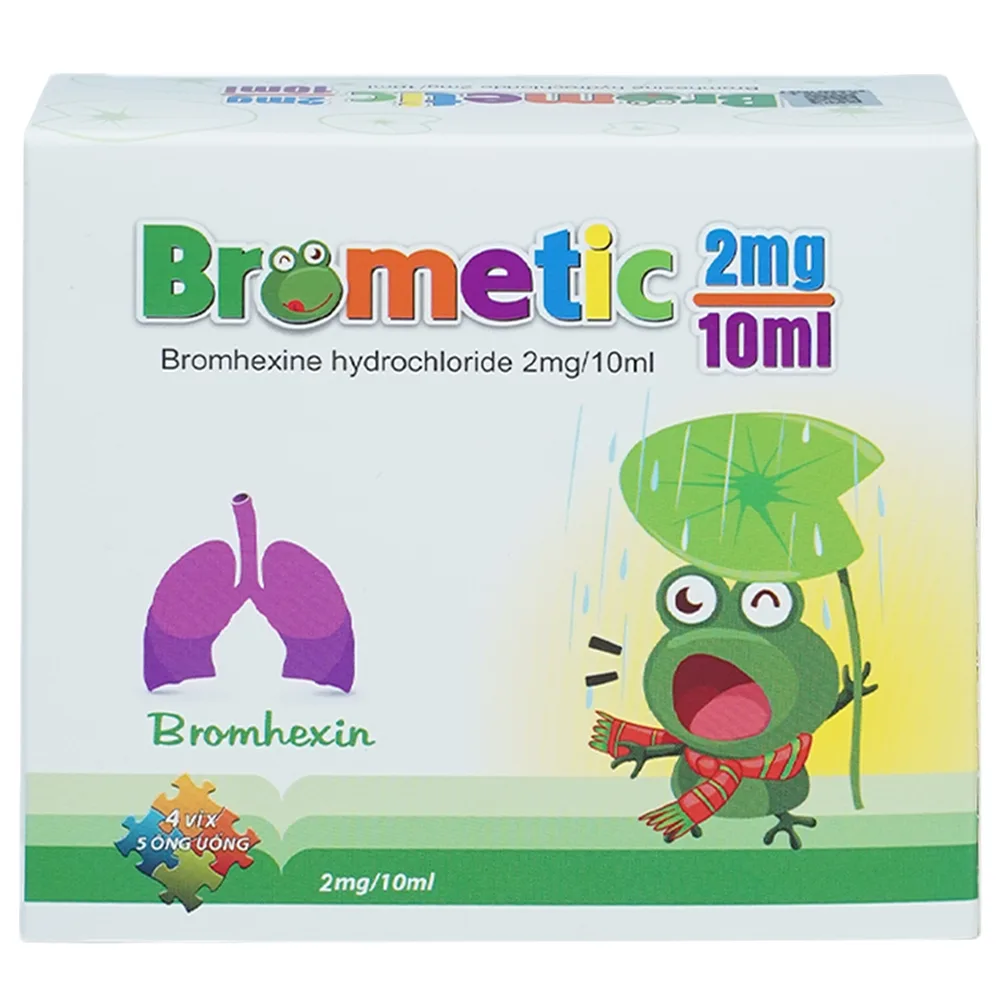 Hình ảnh Thuốc Brometic 2mg/10ml làm loãng đờm trong các bệnh phế quản phổi cấp và mạn tính (4 vỉ x 5 ống)