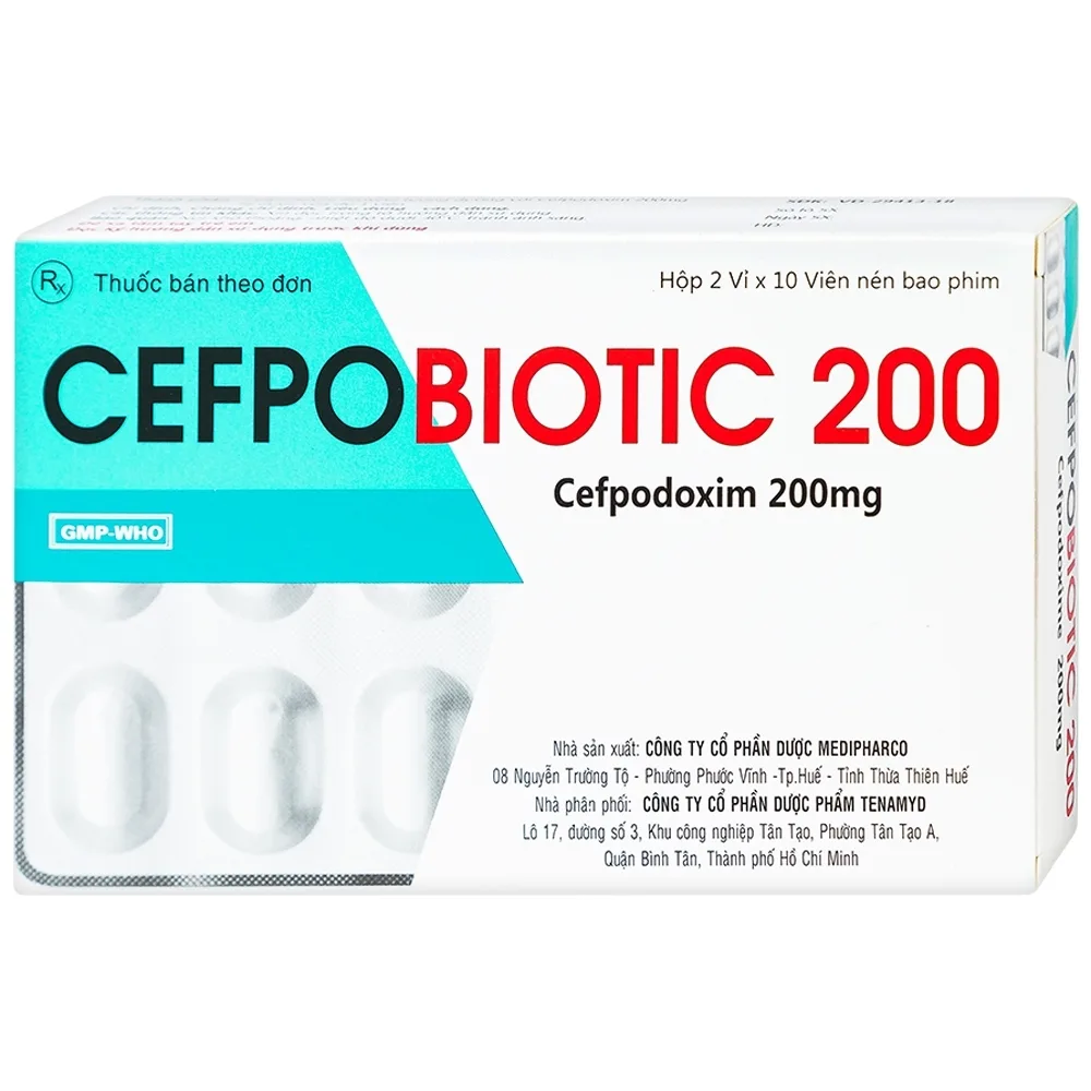 Hình ảnh Thuốc Cefpobiotic 200mg Medipharco điều trị nhiễm khuẩn (2 vỉ x 10 viên)