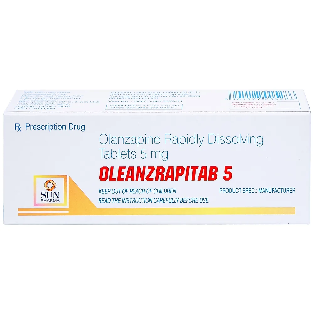 Hình ảnh Viên nén Oleanzrapitab 5 Sun Pharma điều trị bệnh tâm thần phân liệt (5 vỉ x 10 viên)