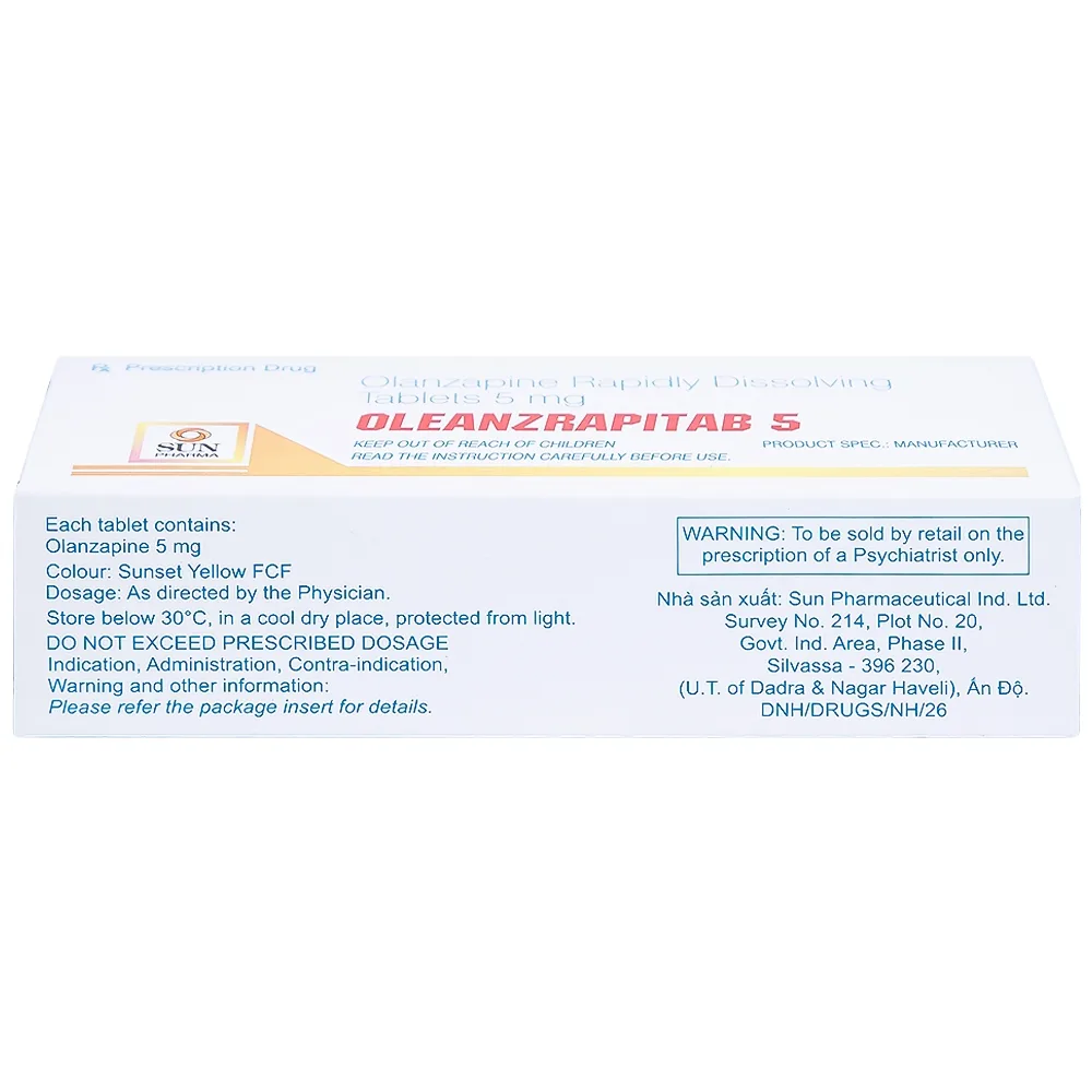 Hình ảnh Viên nén Oleanzrapitab 5 Sun Pharma điều trị bệnh tâm thần phân liệt (5 vỉ x 10 viên)