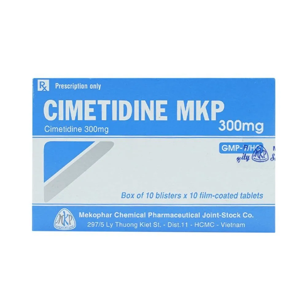 Hình ảnh Thuốc Cimetidine MKP 300mg Mekophar điều trị ngắn hạn loét dạ dày, tá tràng tiến triển (10 vỉ x 10 viên)