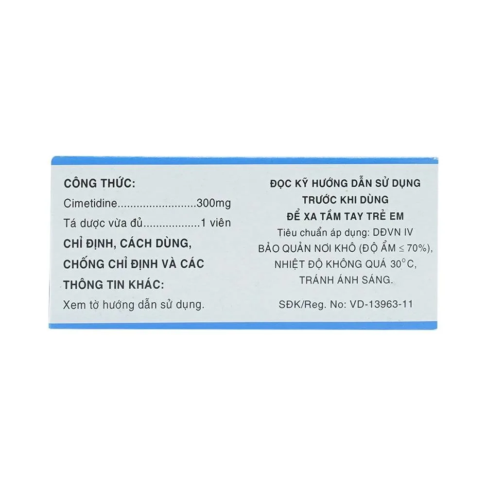 Hình ảnh Thuốc Cimetidine MKP 300mg Mekophar điều trị ngắn hạn loét dạ dày, tá tràng tiến triển (10 vỉ x 10 viên)