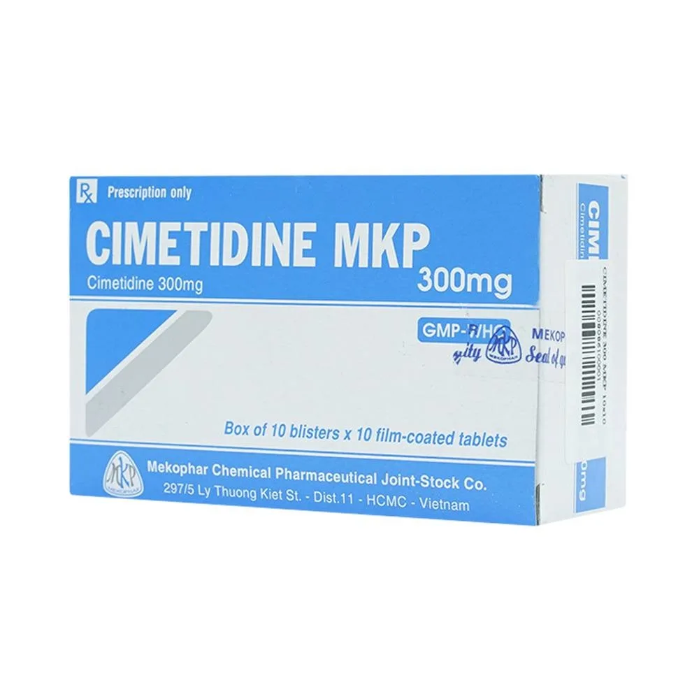 Hình ảnh Thuốc Cimetidine MKP 300mg Mekophar điều trị ngắn hạn loét dạ dày, tá tràng tiến triển (10 vỉ x 10 viên)