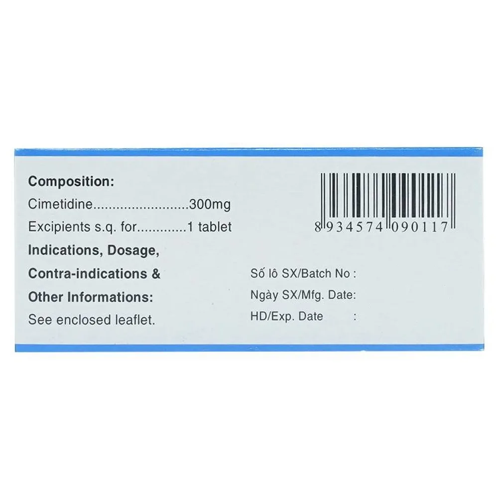 Hình ảnh Thuốc Cimetidine MKP 300mg Mekophar điều trị ngắn hạn loét dạ dày, tá tràng tiến triển (10 vỉ x 10 viên)