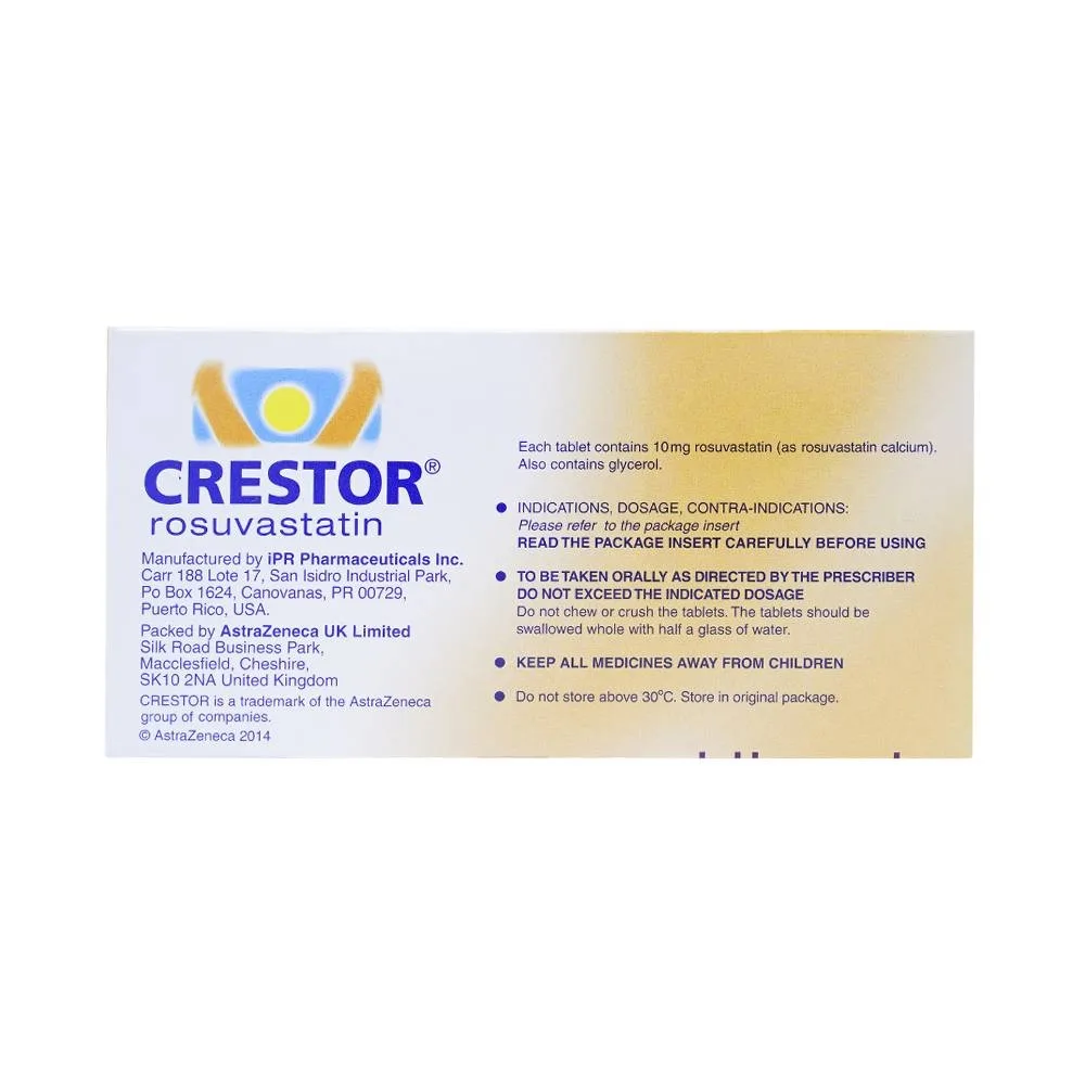 Hình ảnh Thuốc Crestor 10mg AstraZeneca điều trị tăng cholesterol máu nguyên phát (2 vỉ x 14 viên)