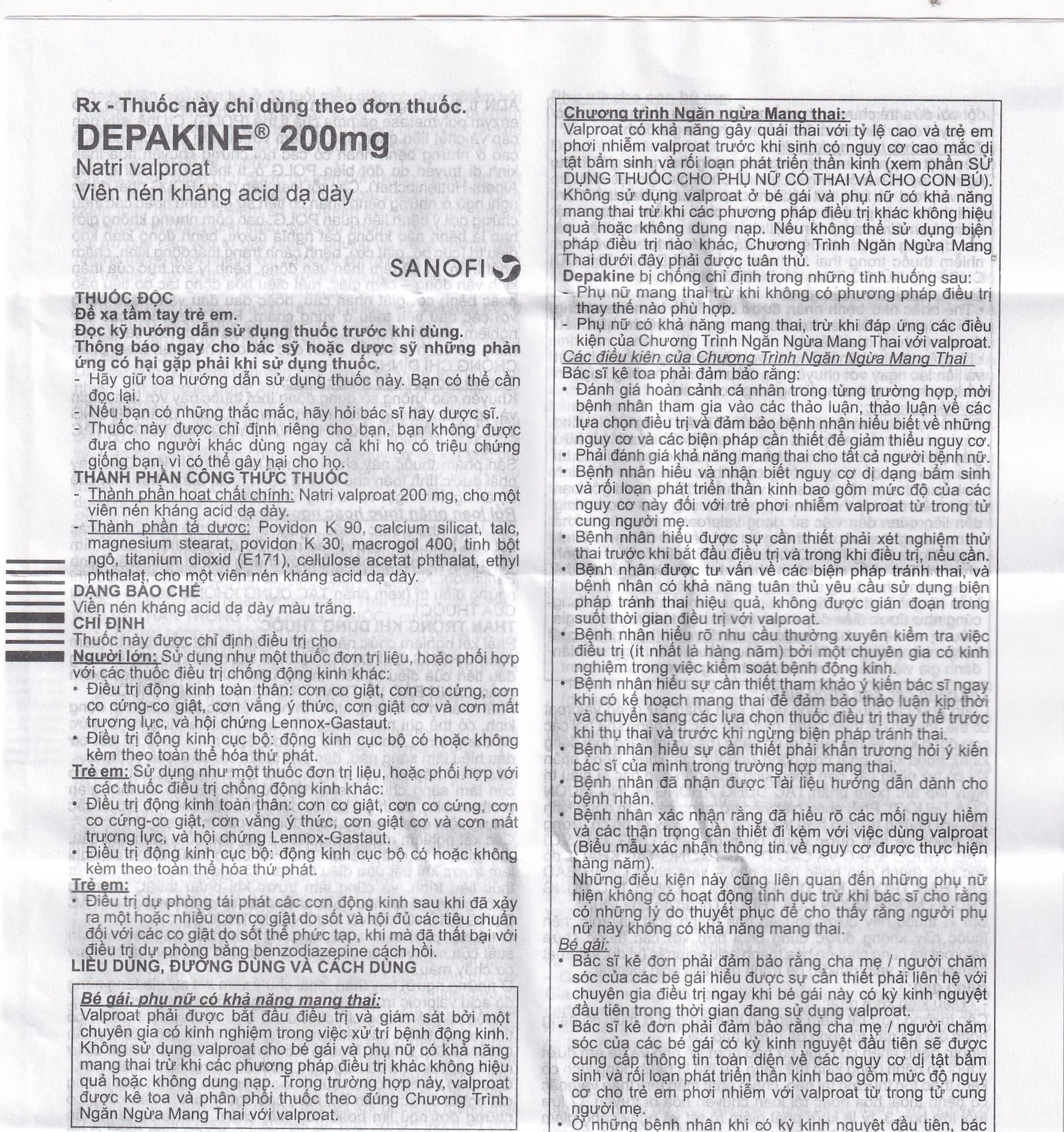 Hình ảnh Thuốc Depakine 200mg Sanofi điều trị động kinh (40 viên)