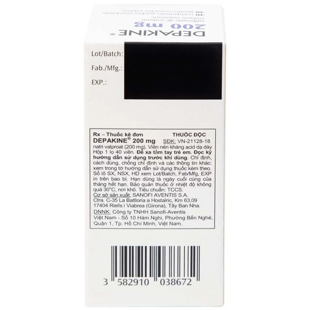 Hình ảnh Thuốc Depakine 200mg Sanofi điều trị động kinh (40 viên)