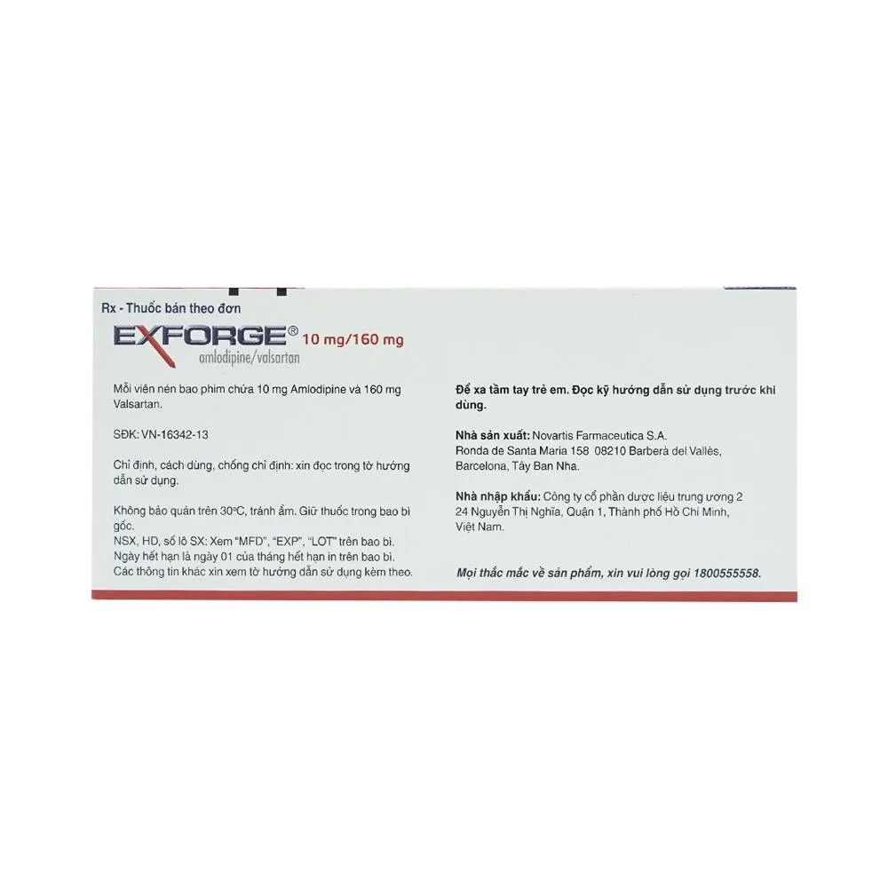 Hình ảnh Thuốc Exforge 10mg/160mg Novartis điều trị tăng huyết áp vô căn (2 vỉ x 14 viên)