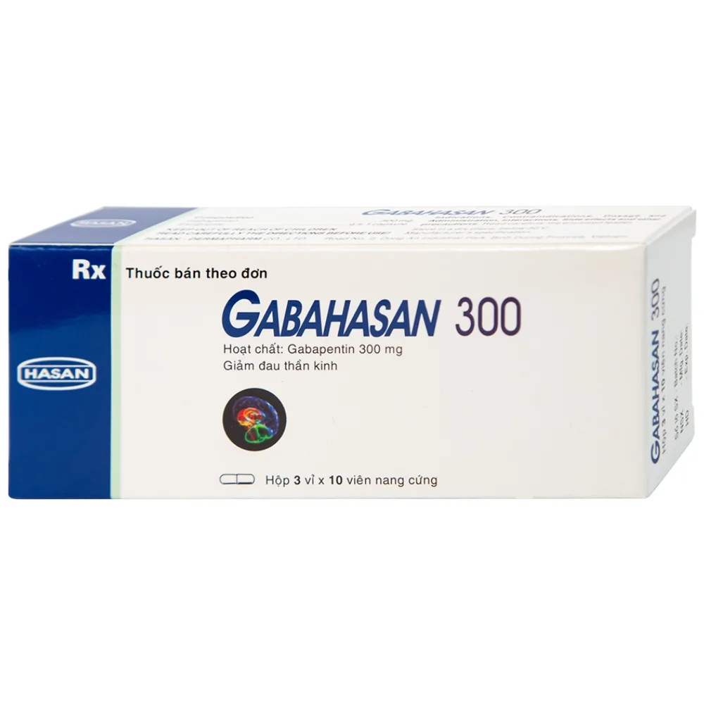Hình ảnh Thuốc Gabahasan 300 Hasan điều trị hỗ trợ trong động kinh cục bộ, đau viêm dây thần kinh ngoại biên (3 vỉ x 10 viên)