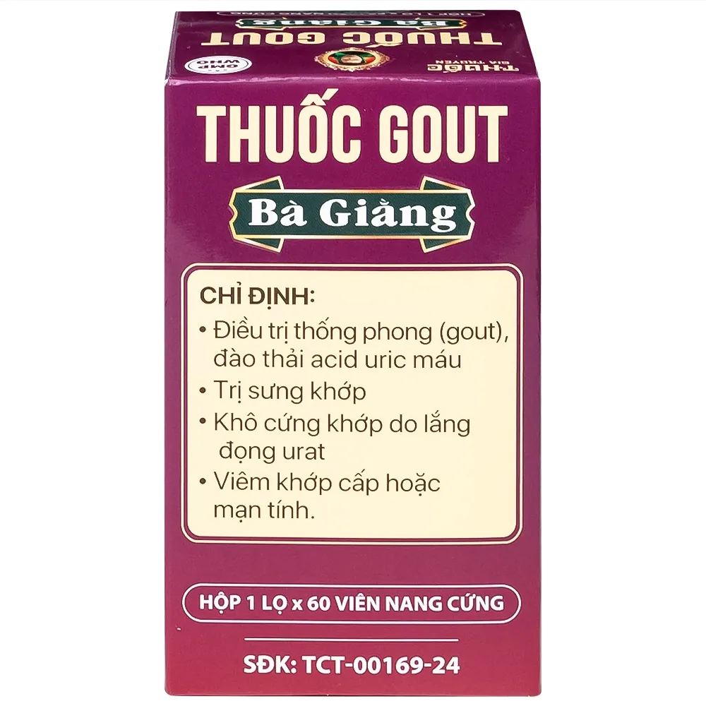 Hình ảnh Thuốc Gout Bà Giằng điều trị gout, giảm acid uric, trị khớp do lắng đọng urat, viêm khớp (60 viên)