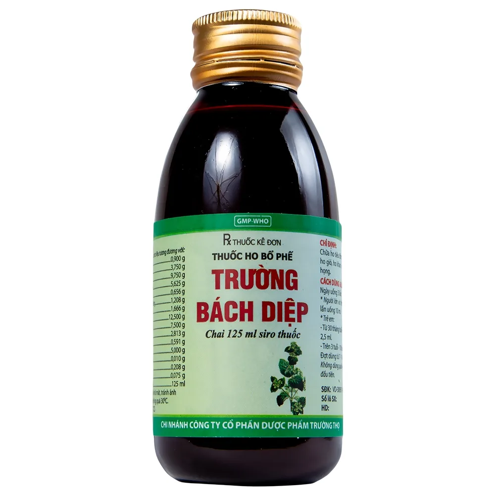 Hình ảnh Thuốc ho bổ phế Trường Bạch Diệp Trường Thọ chữa ho tiêu đờm, chuyên trị ho cảm (125ml)