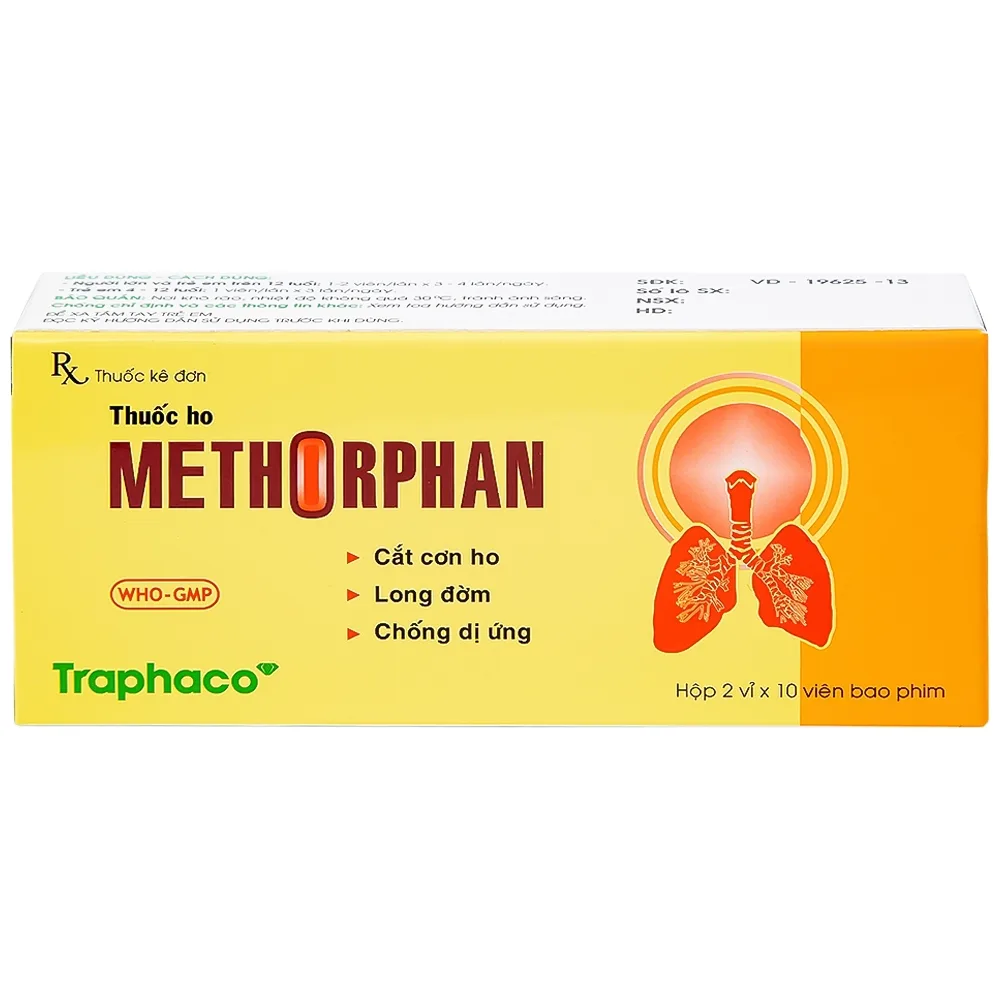 Hình ảnh Thuốc ho Methorphan Traphaco cắt cơn ho, điều trị long đờm, chống dị ứng (2 vỉ x 10 viên)