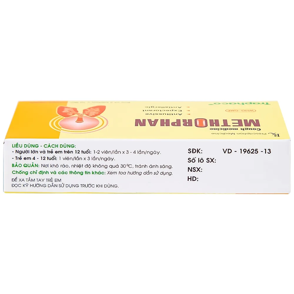 Hình ảnh Thuốc ho Methorphan Traphaco cắt cơn ho, điều trị long đờm, chống dị ứng (2 vỉ x 10 viên)