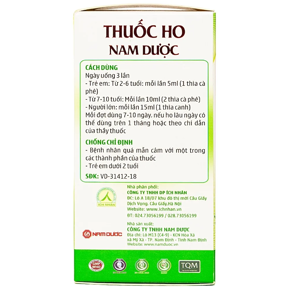Hình ảnh Siro ho Nam Dược điều trị ho, long đờm (100ml)