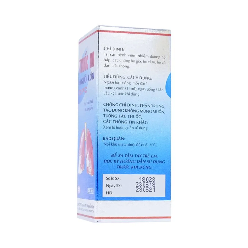Hình ảnh Thuốc ho người lớn OPC điều trị viêm nhiễm đường hô hấp, các chứng ho gió (90ml)