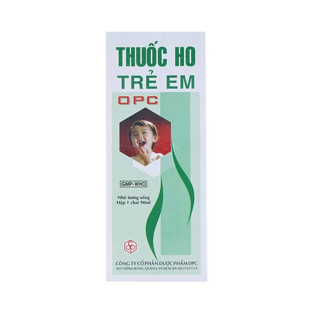 Hình ảnh Siro ho trẻ em OPC điều trị viêm nhiễm đường hô hấp, các chứng ho gió, ho cảm, ho có đàm, đau họng (90ml)