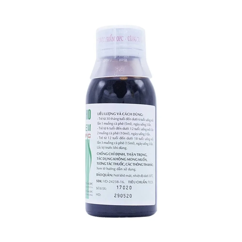 Hình ảnh Siro ho trẻ em OPC điều trị viêm nhiễm đường hô hấp, các chứng ho gió, ho cảm, ho có đàm, đau họng (90ml)