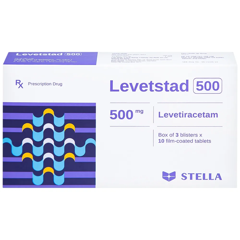 Hình ảnh Thuốc Levetstad 500 Stella điều trị động kinh khởi phát cục bộ (3 vỉ x 10 viên)