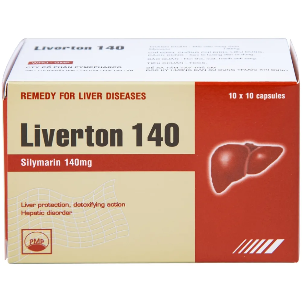 Hình ảnh Thuốc Liverton 140 Pymepharco điều trị bệnh gan, giải độc gan, rối loạn về gan (10 vỉ x 10 viên) 