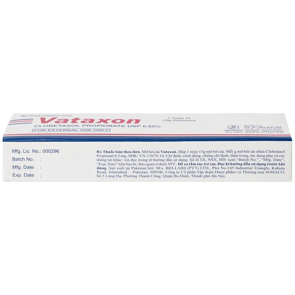 Hình ảnh Thuốc mỡ bôi da Vataxon 15g M/s Bio-Labs điều trị ngắn ngày các bệnh da