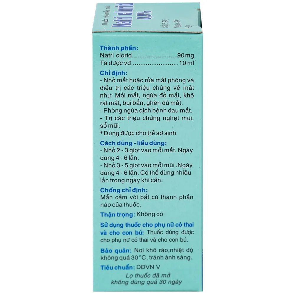Hình ảnh Thuốc nhỏ mắt, mũi Natri Clorid 0,9% HDPharma điều trị triệu chứng mỏi mắt, mắt đỏ, sổ mũi, nghẹt mũi (10ml)