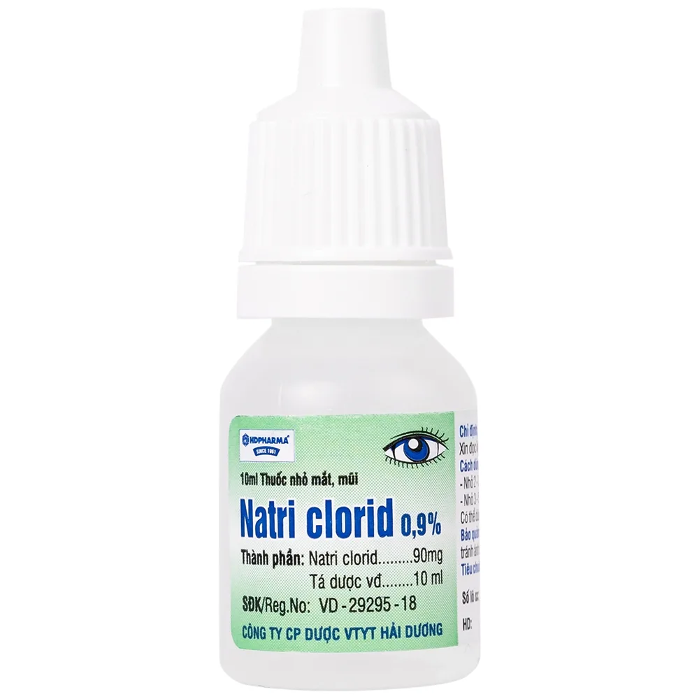 Hình ảnh Thuốc nhỏ mắt, mũi Natri Clorid 0,9% HDPharma điều trị triệu chứng mỏi mắt, mắt đỏ, sổ mũi, nghẹt mũi (10ml)