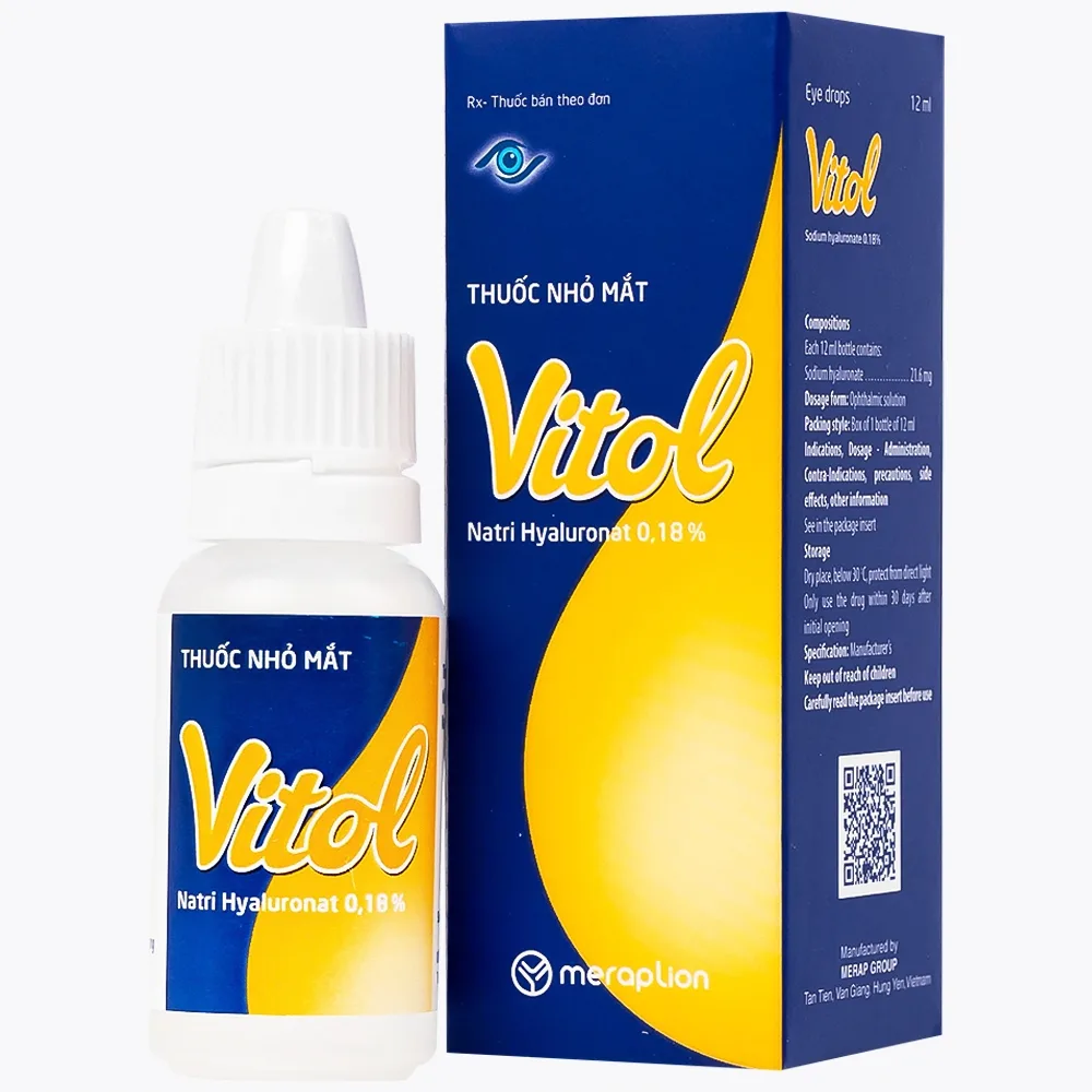 Hình ảnh Thuốc nhỏ mắt Vitol 12ml Merap dùng cho các tình trạng khô mắt